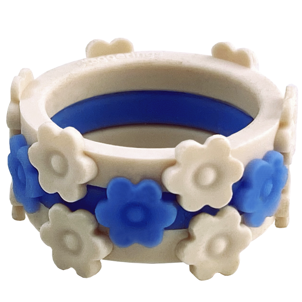 Pam's Promise Bundle white and blue flower rings