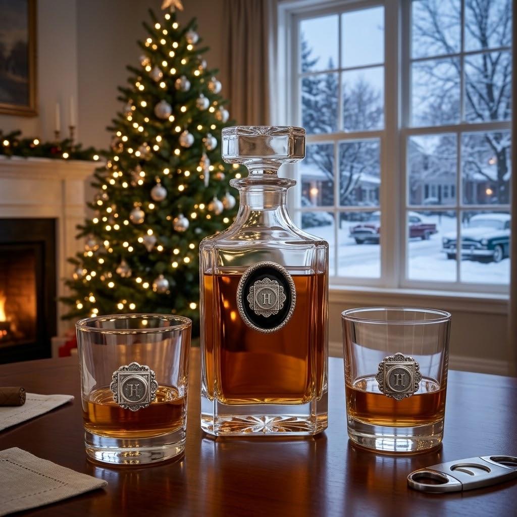 Initial Decanter Set Gift for Wedding and Christmas