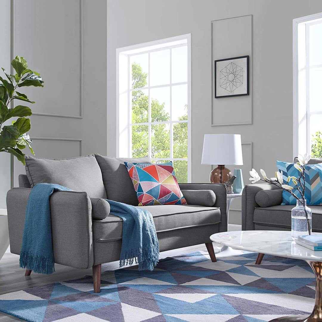 mid century modern grey sofa by modway