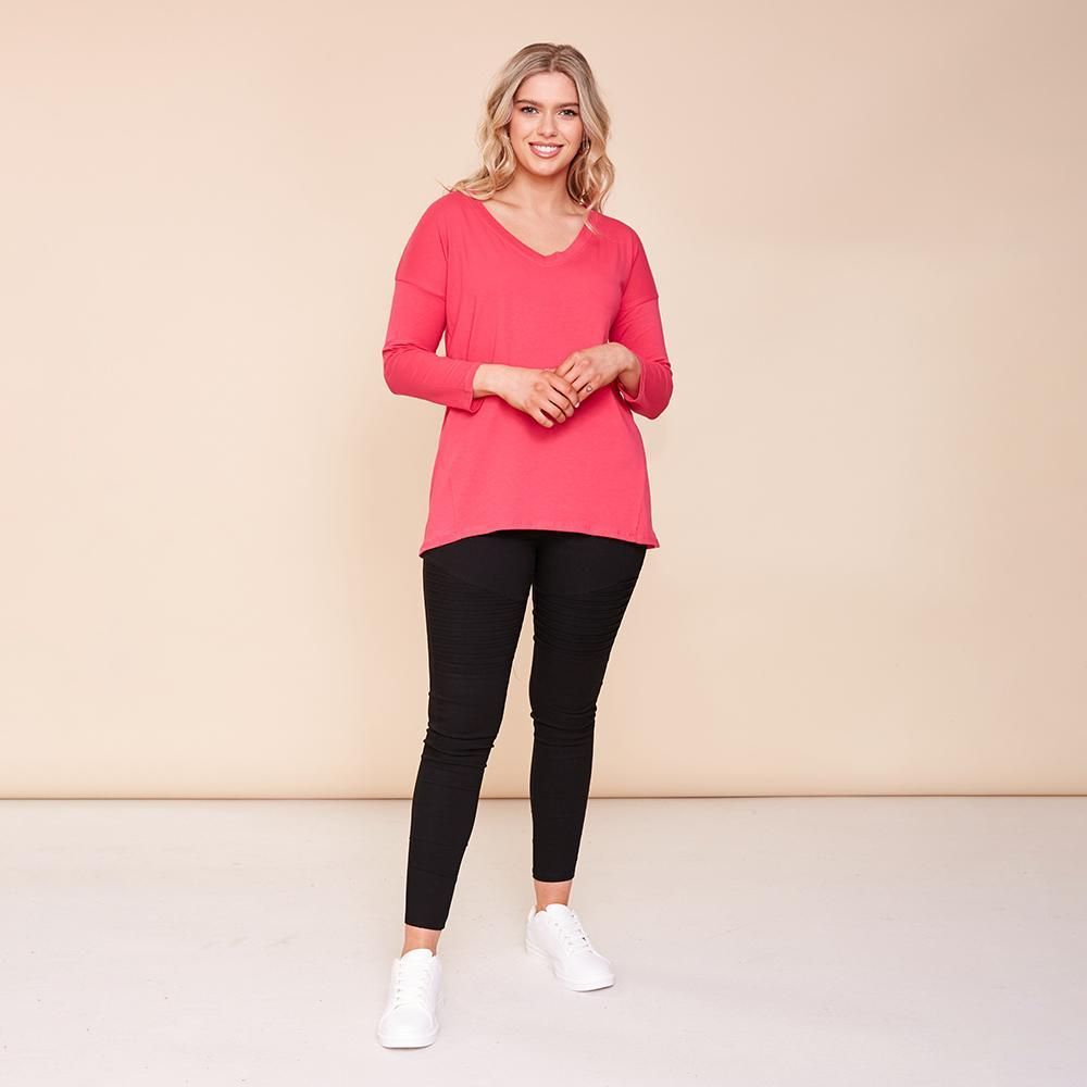 Riley V Neck Top (Pink)