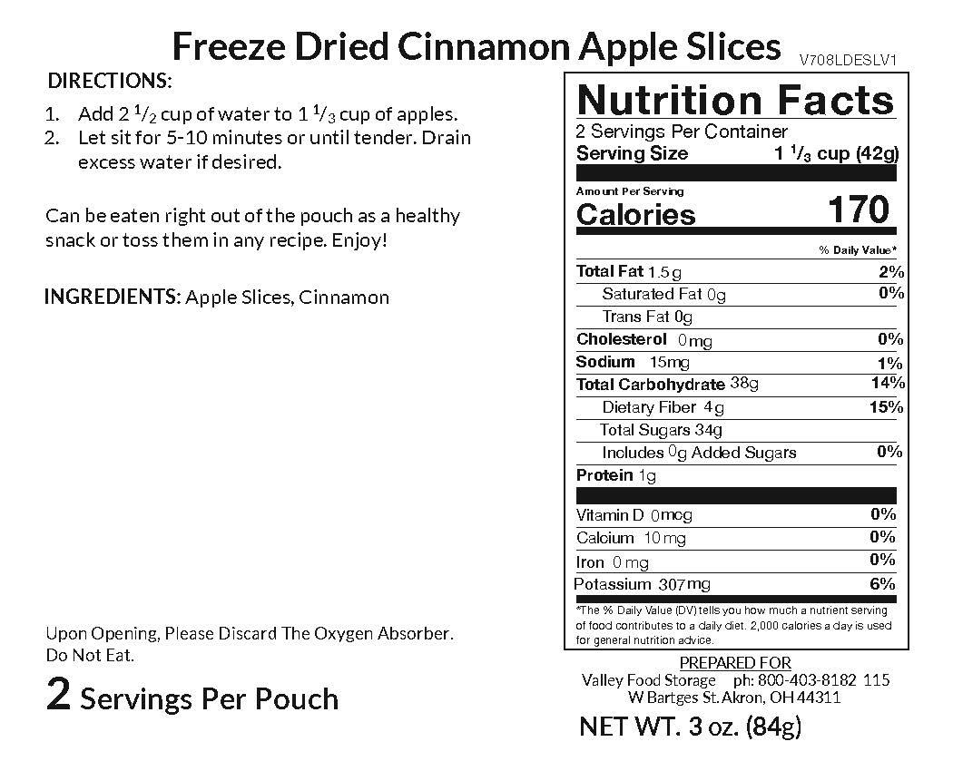 Freeze Dried Cinnamon Apple Slices Nutrition Facts