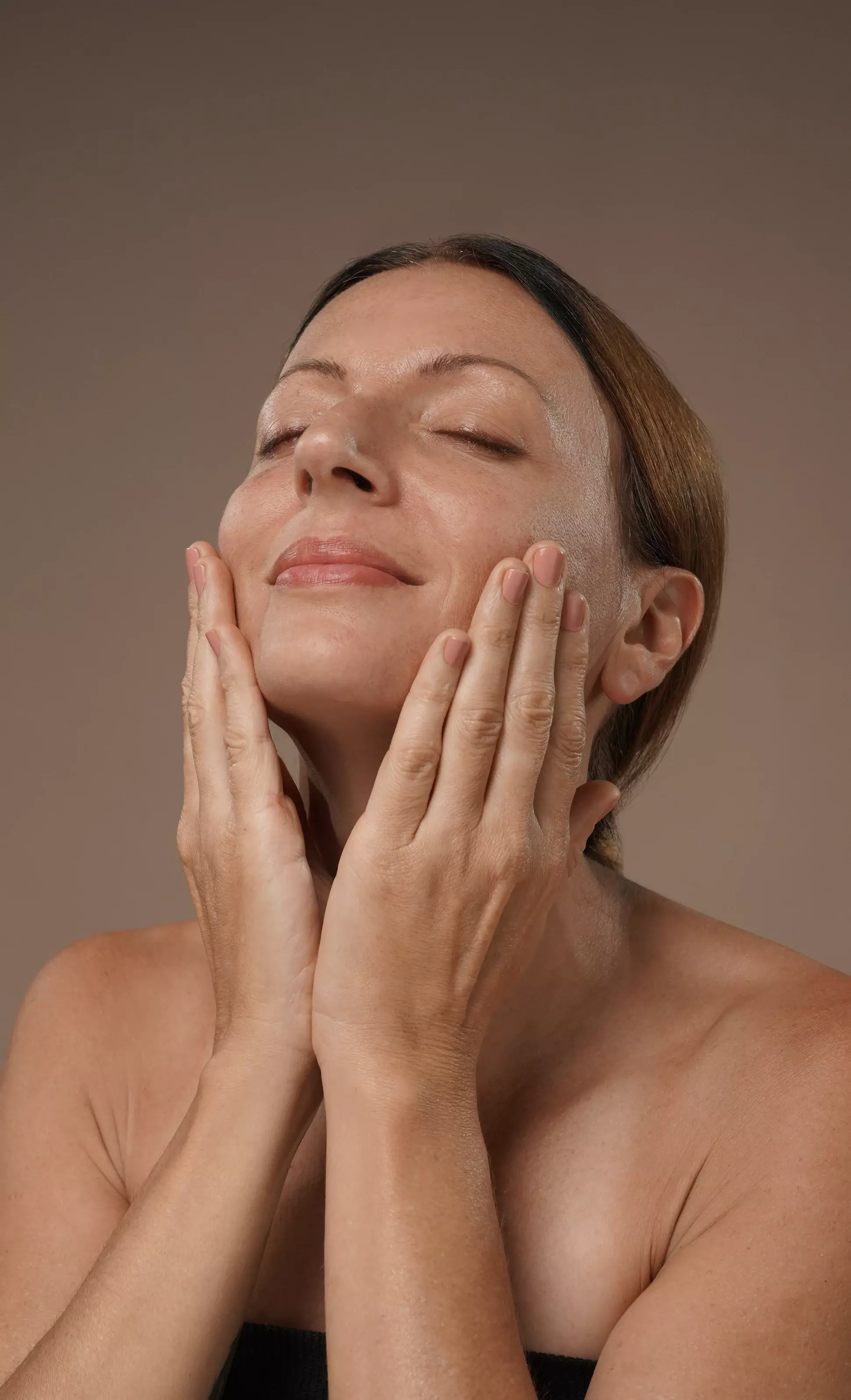 Women touching her face