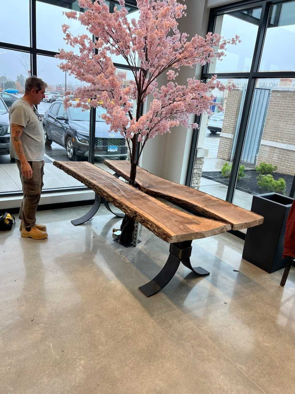 live edge wood table for restaurant