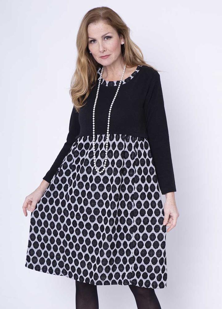 Polka Dot Jersey Dress & Necklace in Silver