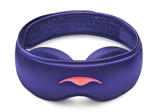 A 100% machine washable blue silk eye mask.