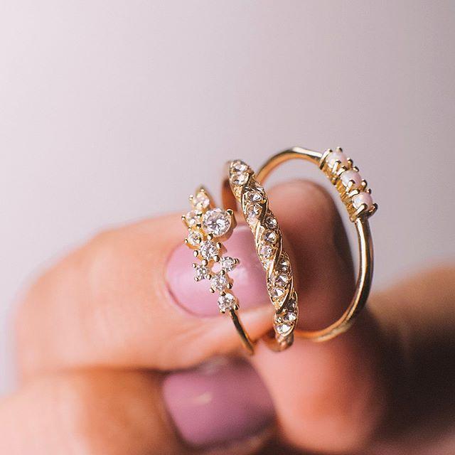 Three Blush and Bar rings