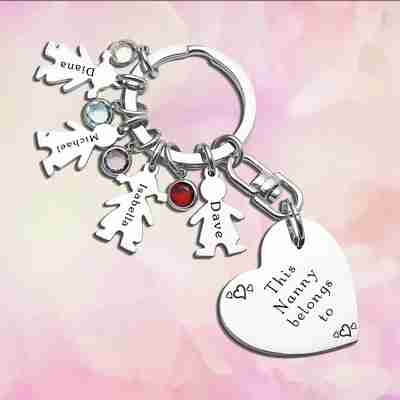 Kids Love Heart Keyring - (1 Silver Child Charm Included)