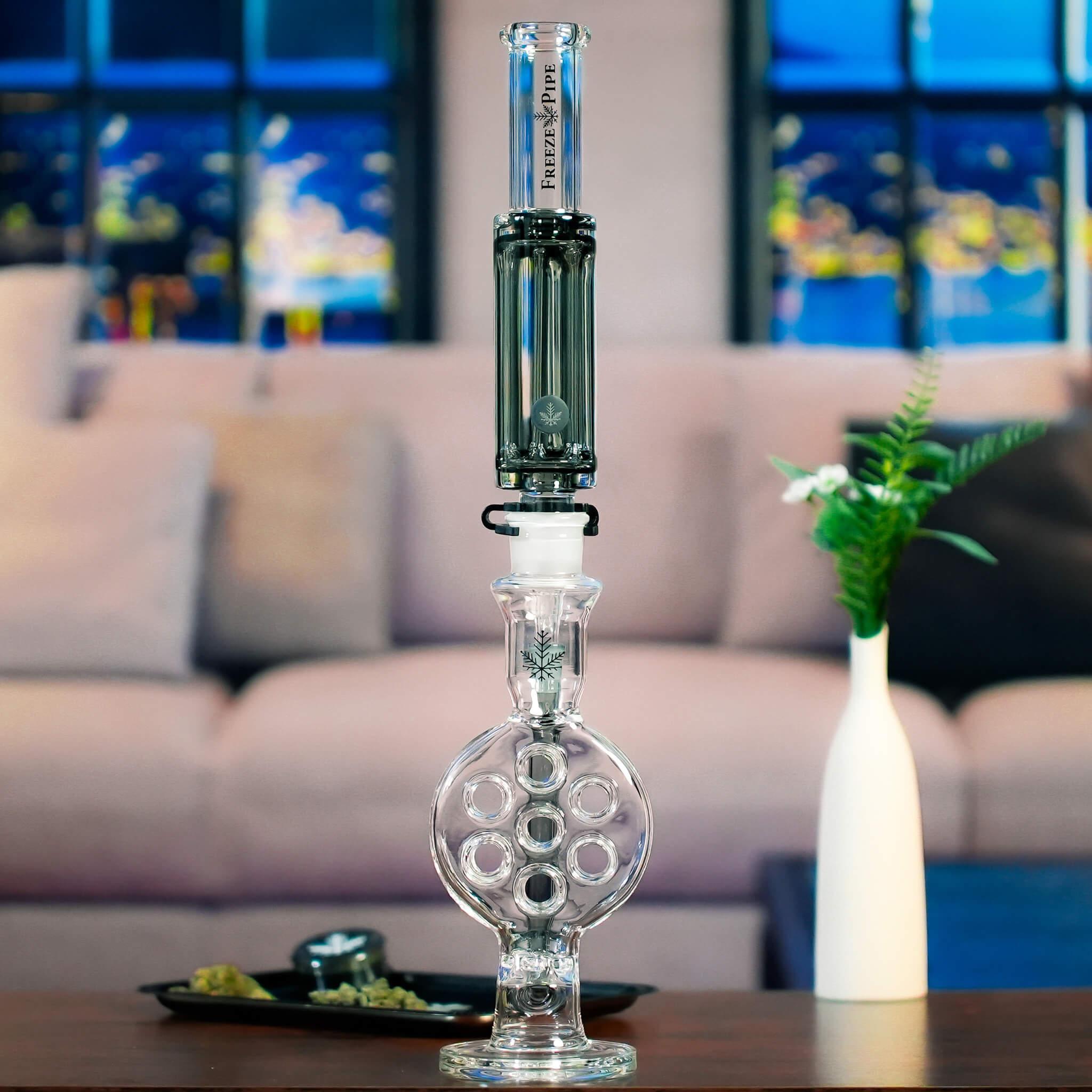 swiss perc bong with weed and grinder