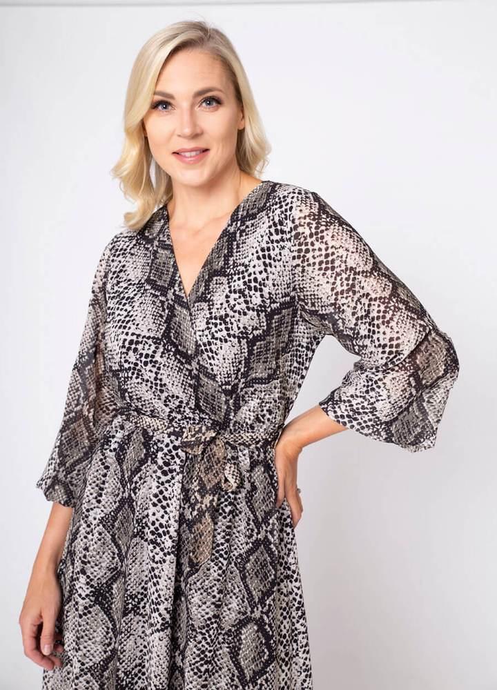 Snake Print Wrap Midi Dress