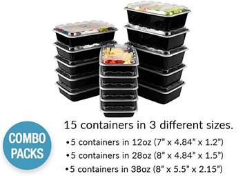 Black Meal Prep Container Combo Pack