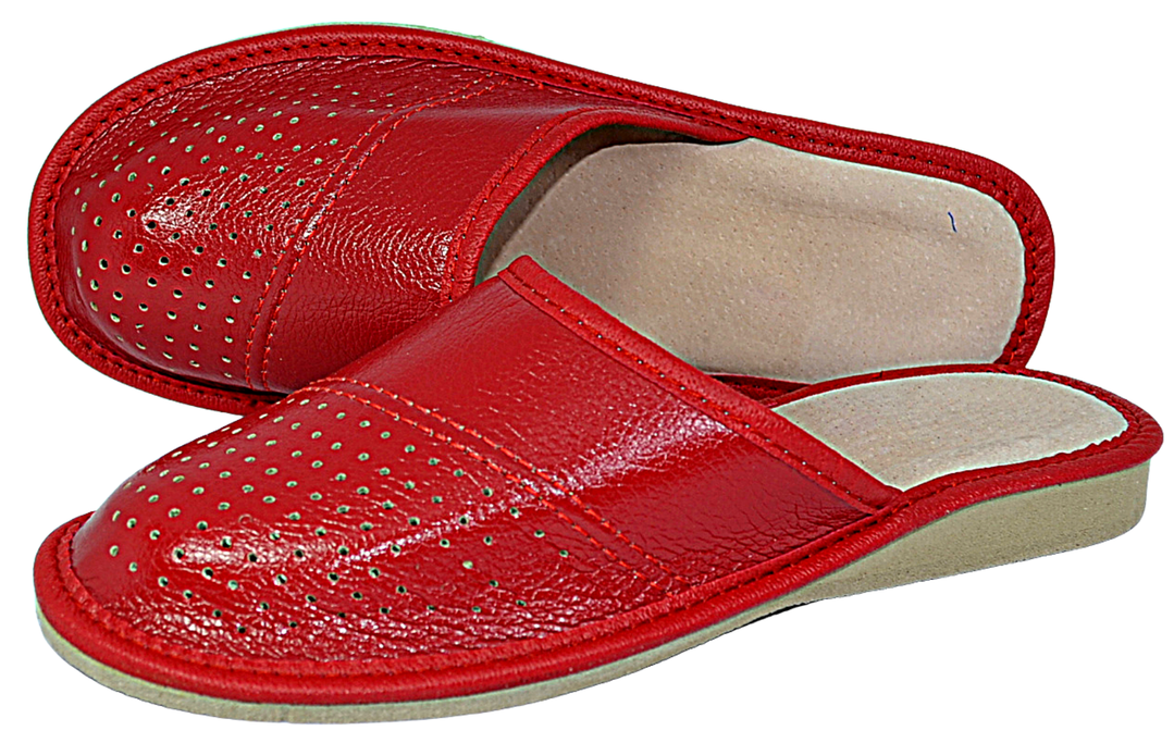Doris - Red house slippers - Reindeer Leather