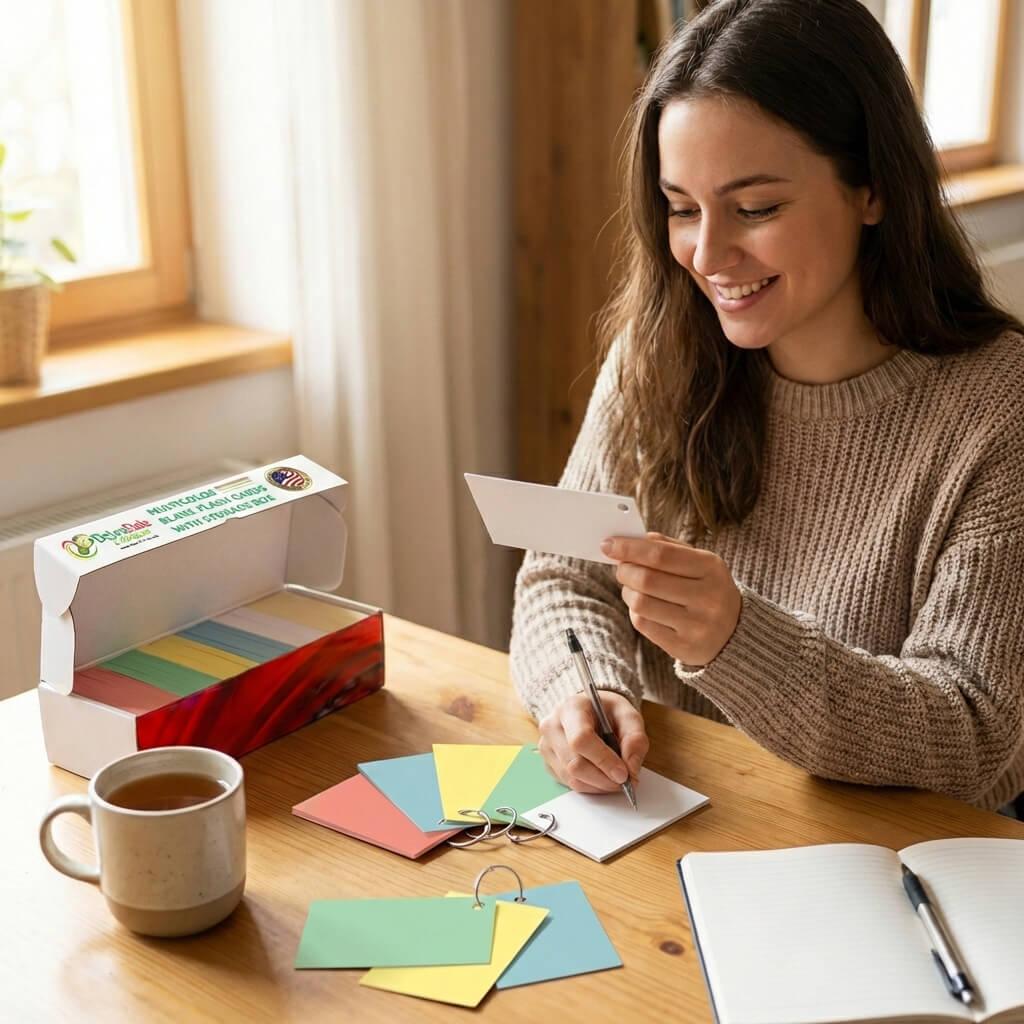 2x3.5 Mini Blank Index Cards | 1,100 Count | Multi-Color Punched | 163gsm Value Weight