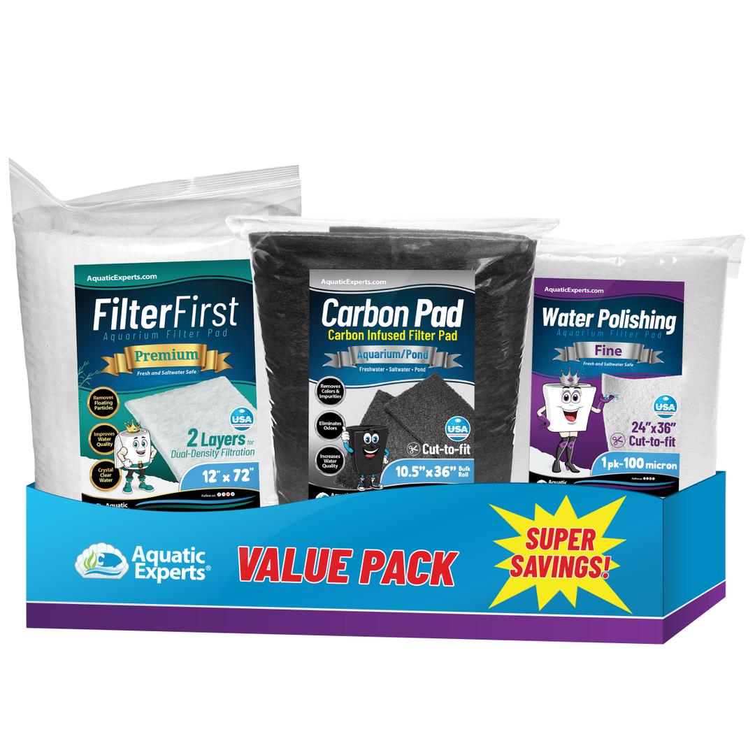 Aquarium Filter Floss for Fish Tank Filters - FilterFirst Pad - Media Roll for Crystal Clear Water Aquatic Experts 3/4" - 1" 12" x 72" 