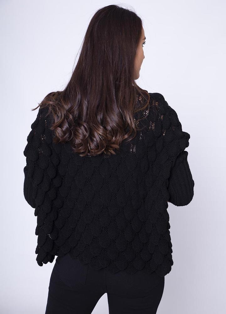 Wave Chunky Jumper in Black