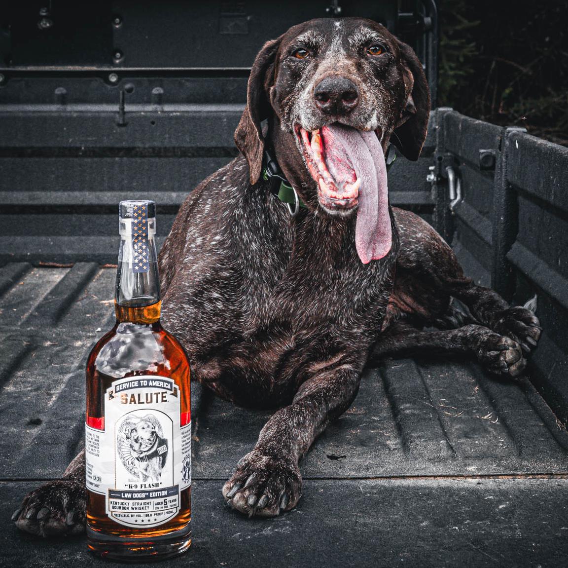 salute series photo with dog barking