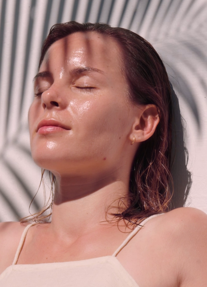woman face showing brightness