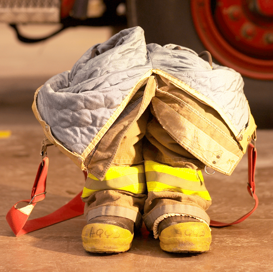 Pair of firefighter's boots and pants