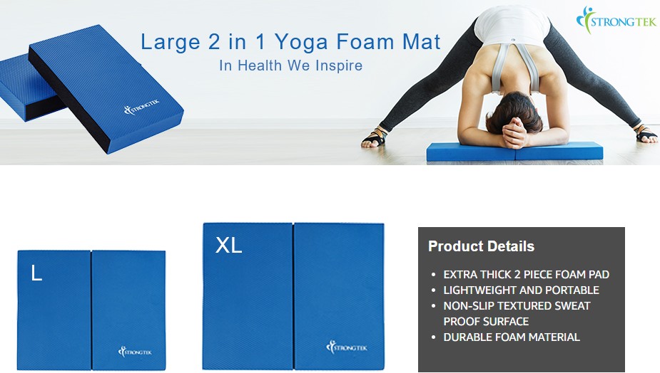 StrongTek Balance Pad, Yoga Foam Pad | Large 2 in 1 Non-Slip Cushion