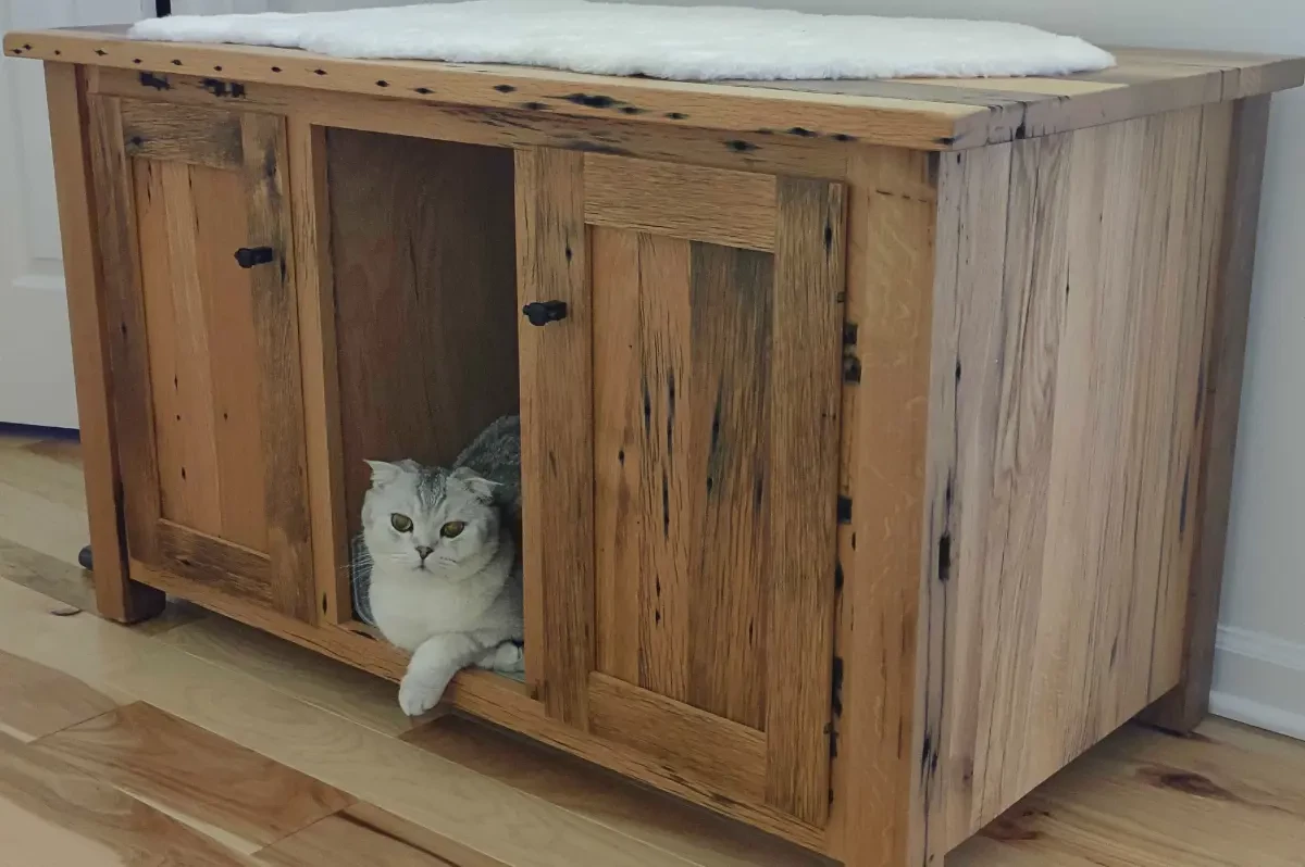 custom kitty litter rustic cabinet