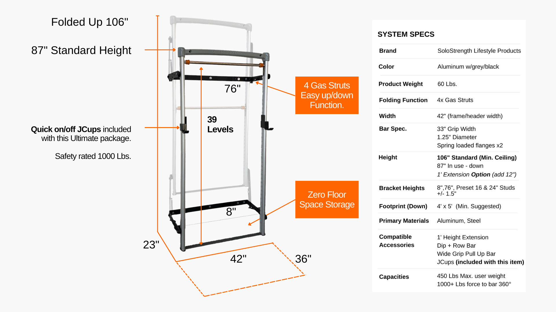 Wall Mounted Gym Foldup pull up bar Dip Station Specifications for freestanding adjustable height pull up bar bodyweight training equipment and dip station by solo strength