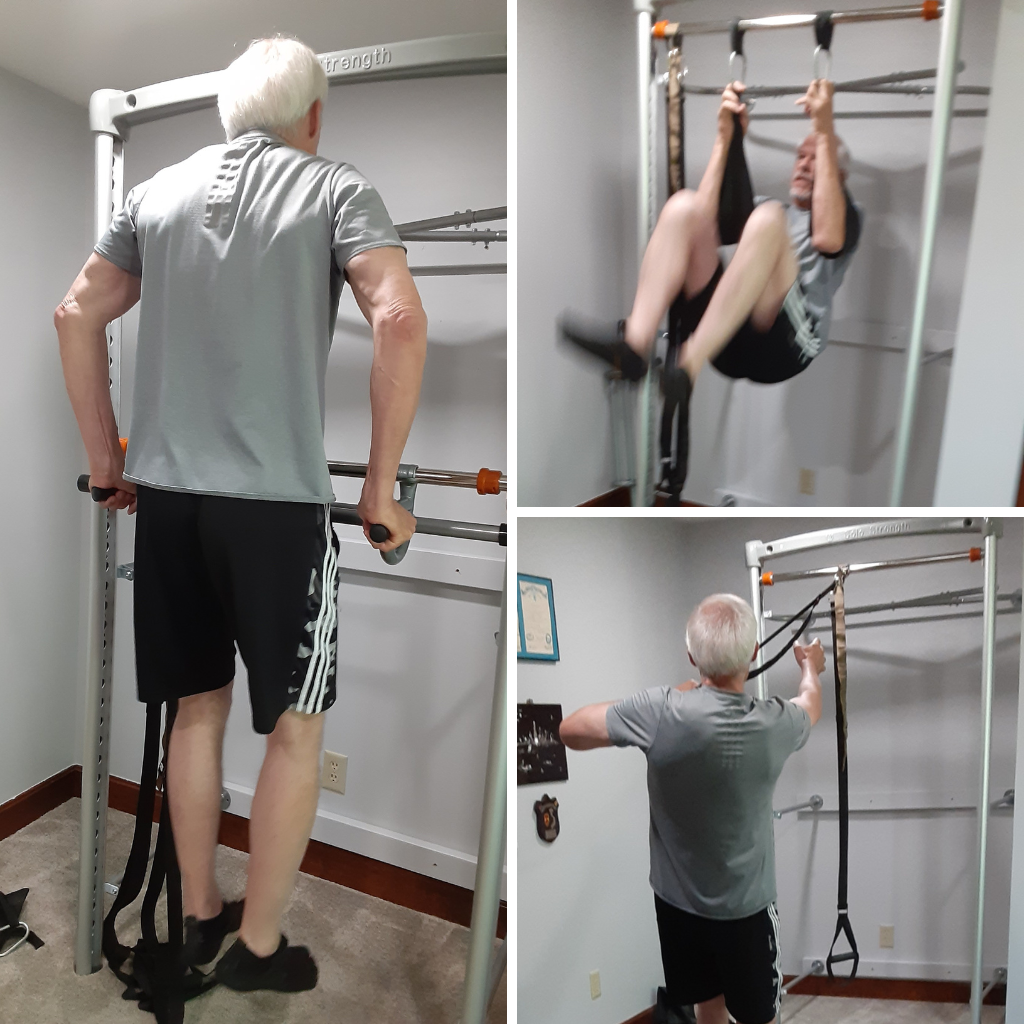 Customer SoloStrength home gym installations for bodyweight exercise equipment wall gym foldup