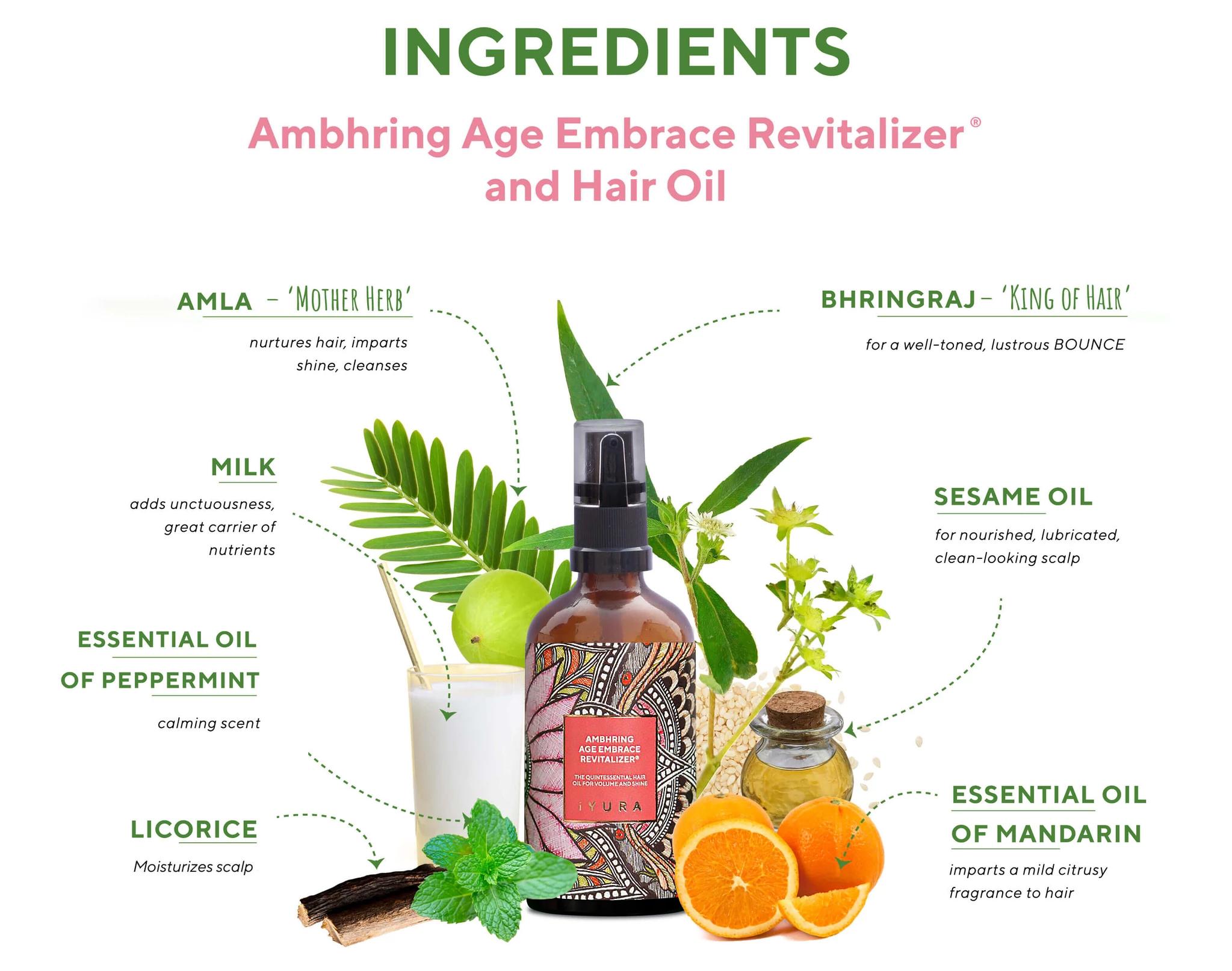 iYURA Ambhring Age Embrace Hair Revitalizer and Hair Oil : Ingredients & Benefits