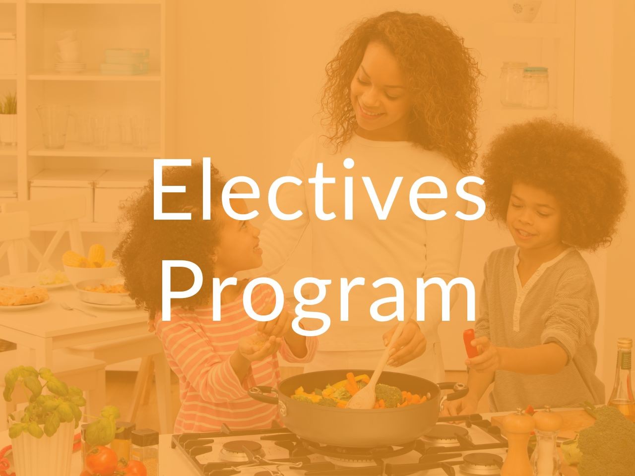 HOmeschool Electives with mom cooking with her children in the kitchen
