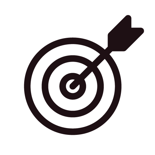 Bullseye target with an arrow hitting the center.