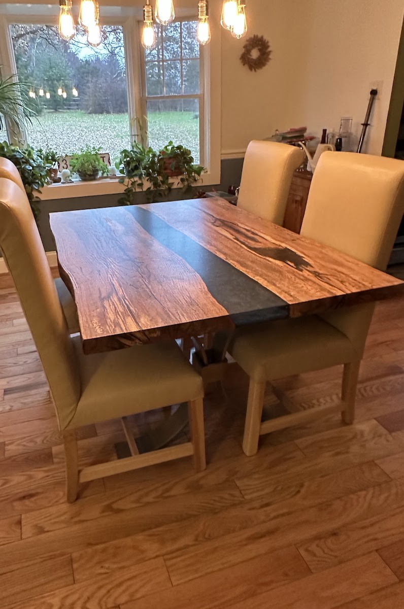 live edge spalted oak river dining table