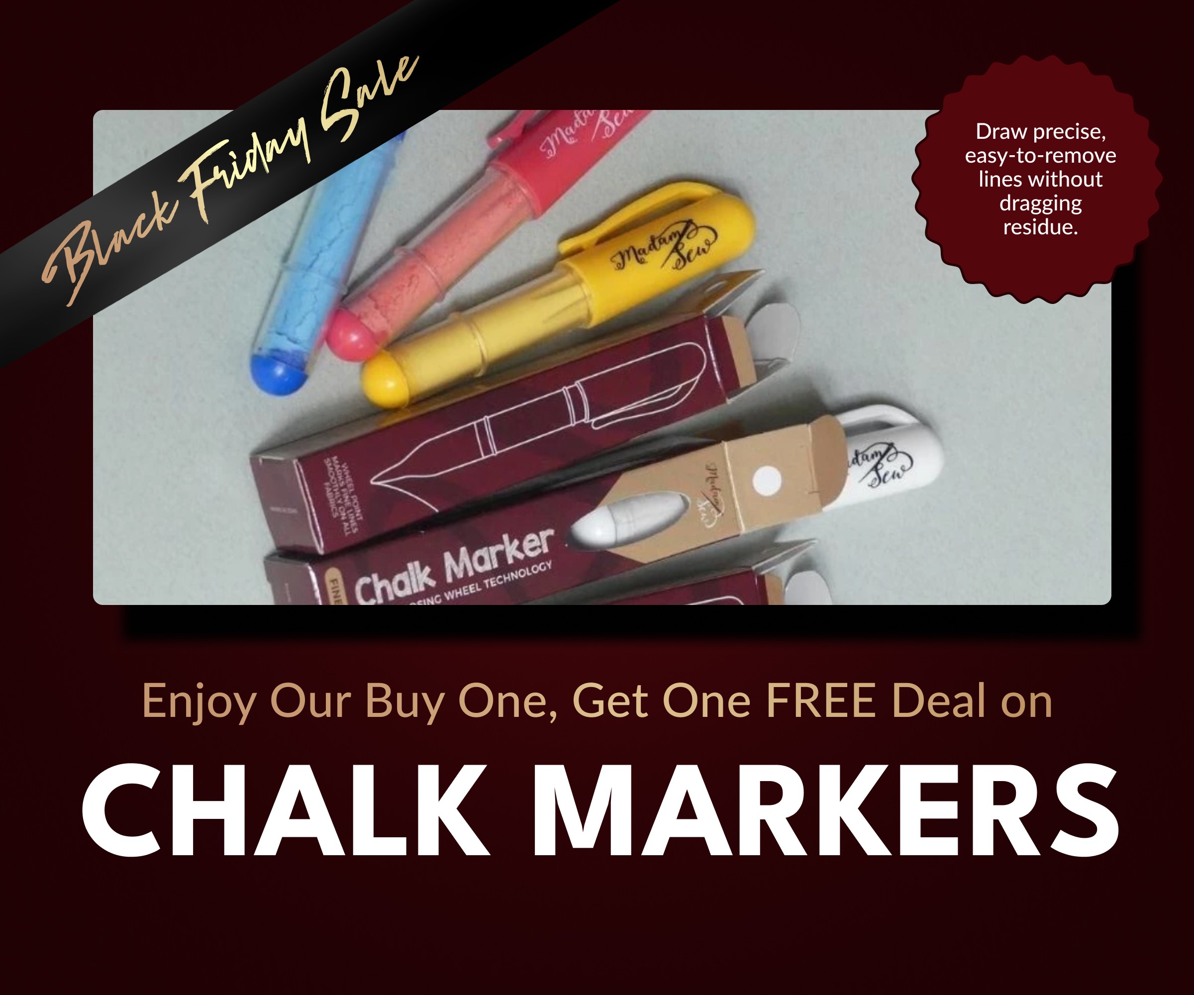  Madam Sew Chalk Fabric Marker for Sewing, Quilting