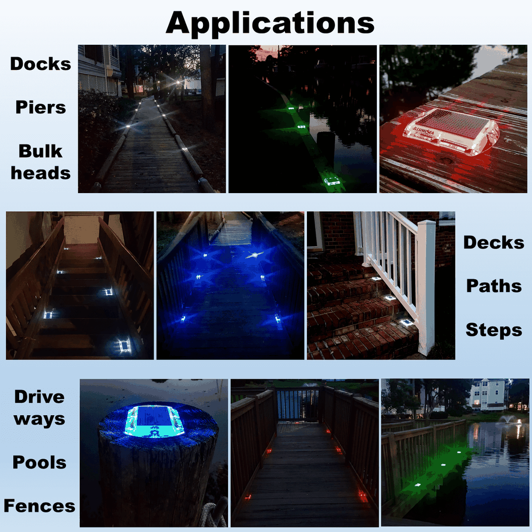 Solar Powered LED Lights | Decks, Docks, Paths & More | Veteran Owned 12 Light Pack ($35.98pc) / Warm White 3000K