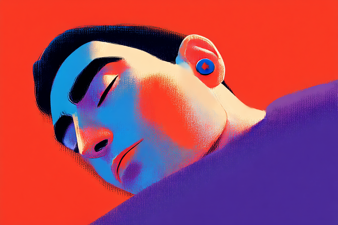 A sleeping man wearing the best earplugs for sleeping.