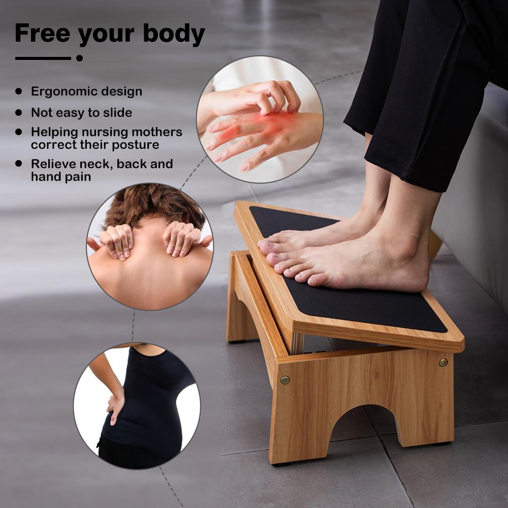 StrongTek Wooden Under Desk Foot Rest, Rocking Office Foot Stool