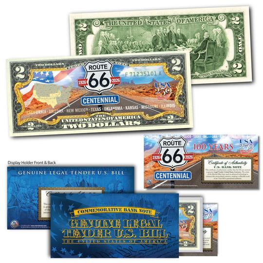 Route 66 Centennial Collectible $2 Bill