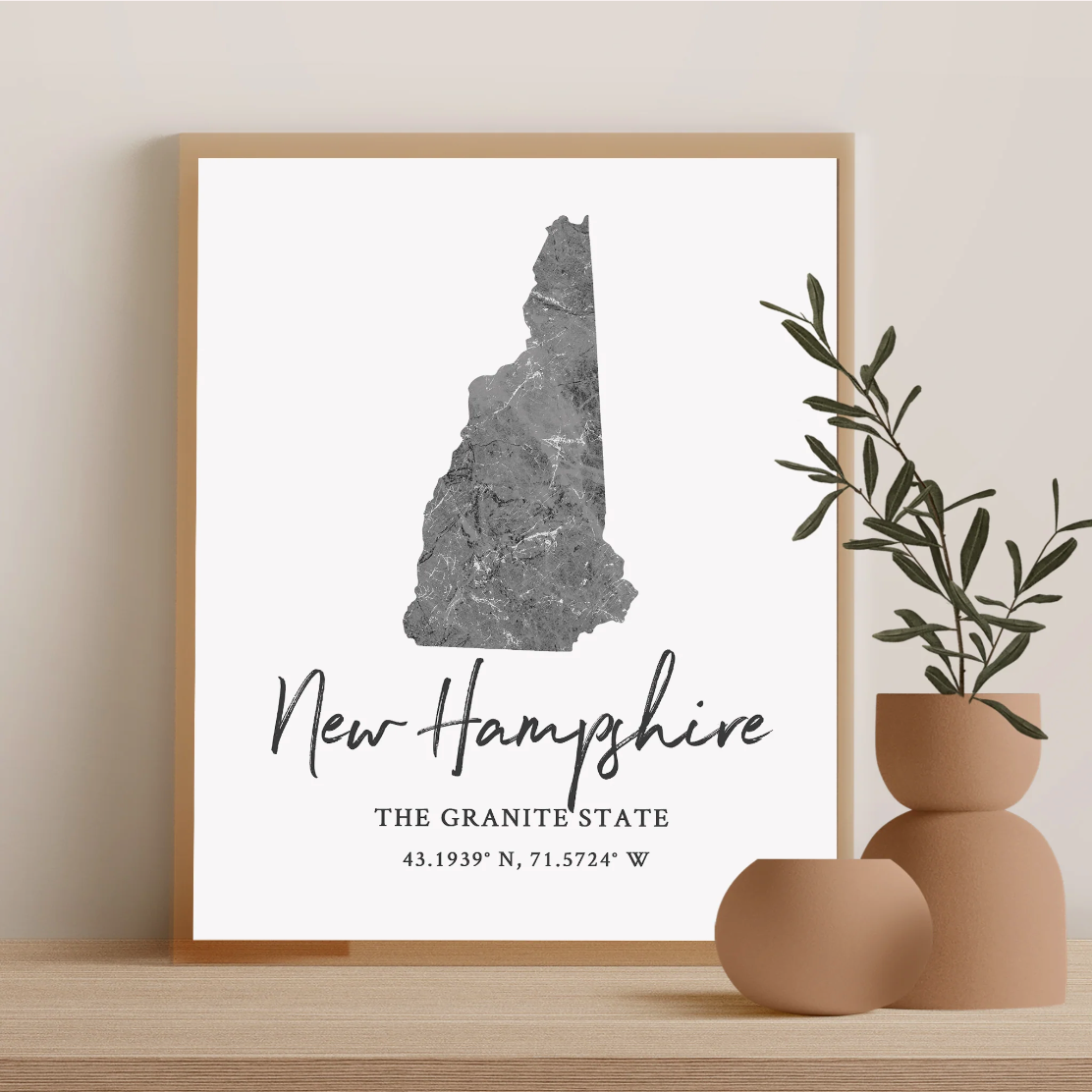 New Hampshire State Map Silhouette print