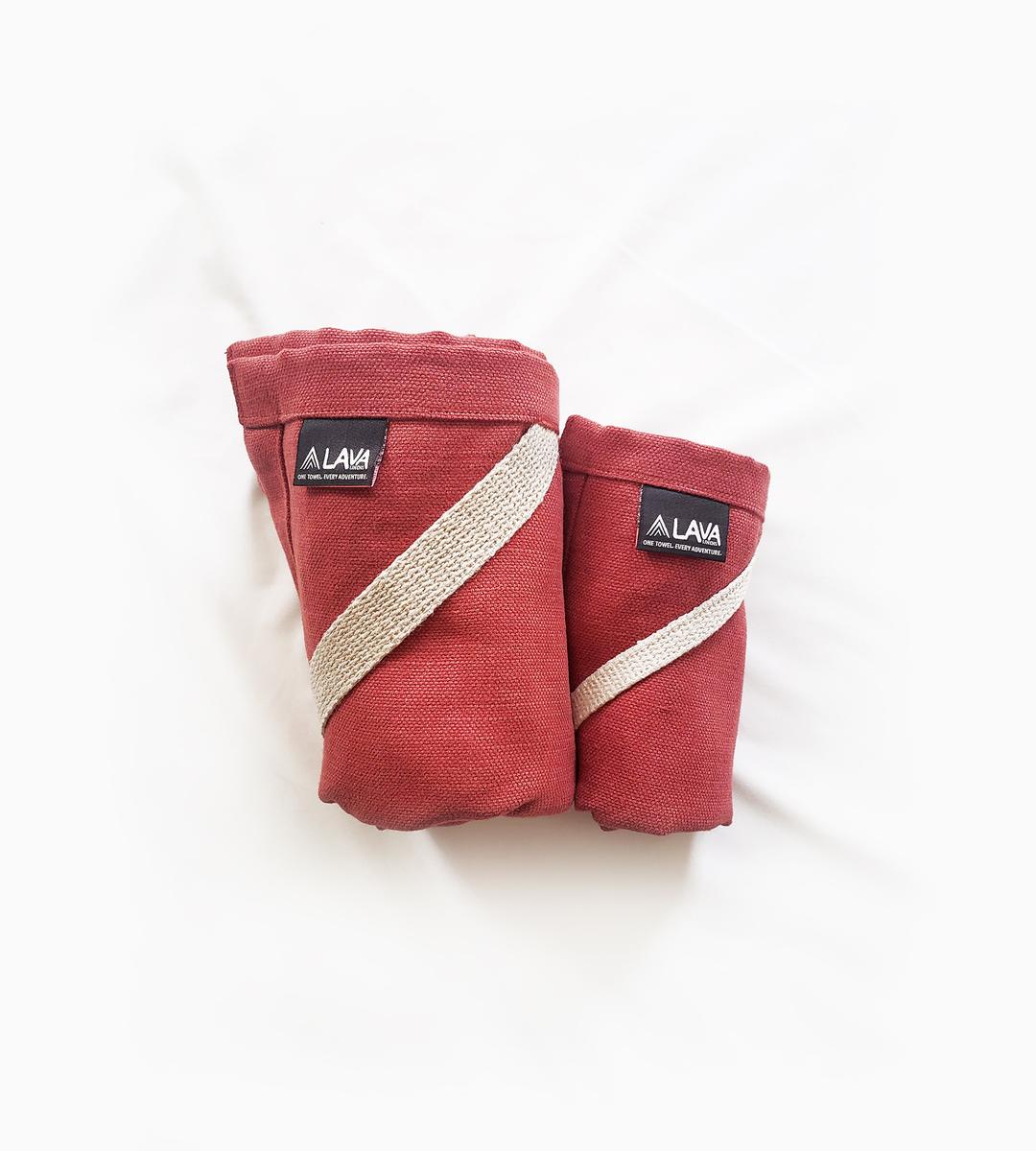 Caravan Set of 2 Chunky Linen Hand Towels in Red