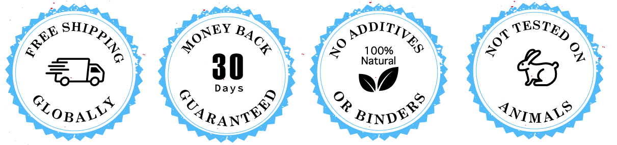 FREE SHIPPING 30 DAYS MONEY BACK GUARANTEED NO ADDITIVES OR BINDERS 100% NATURAL NOT TESTED ON ANIMALS