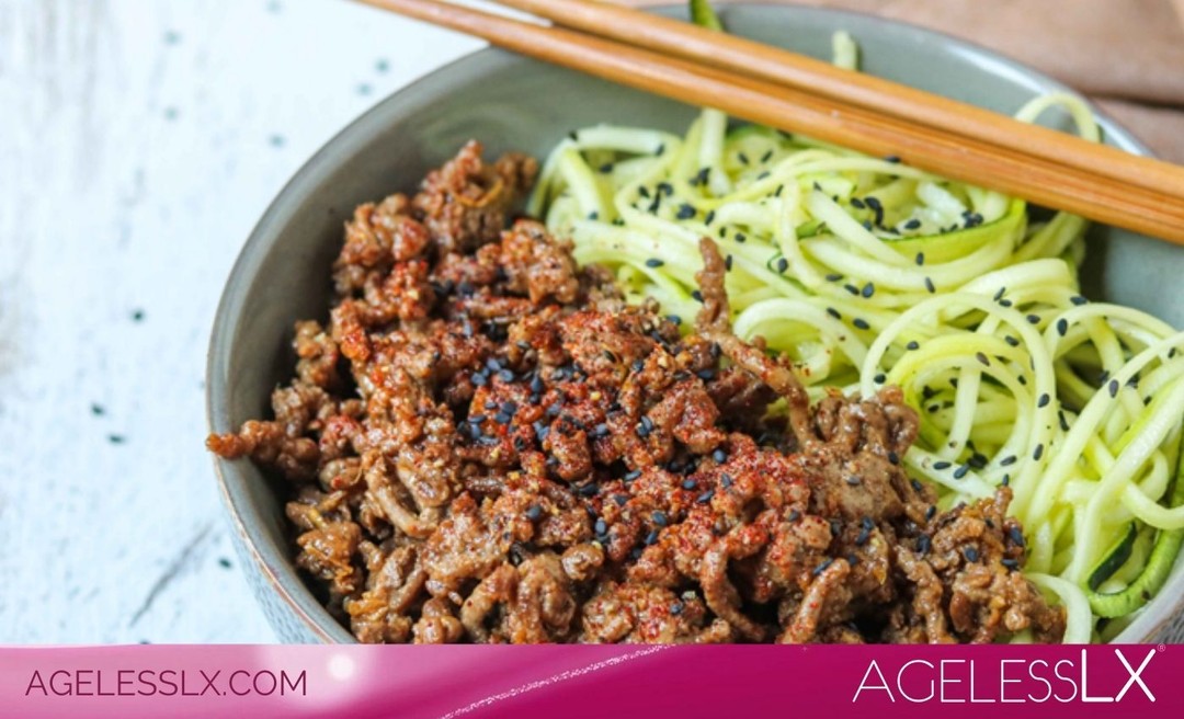 Sesame & Ginger Beef with Zucchini Noodles