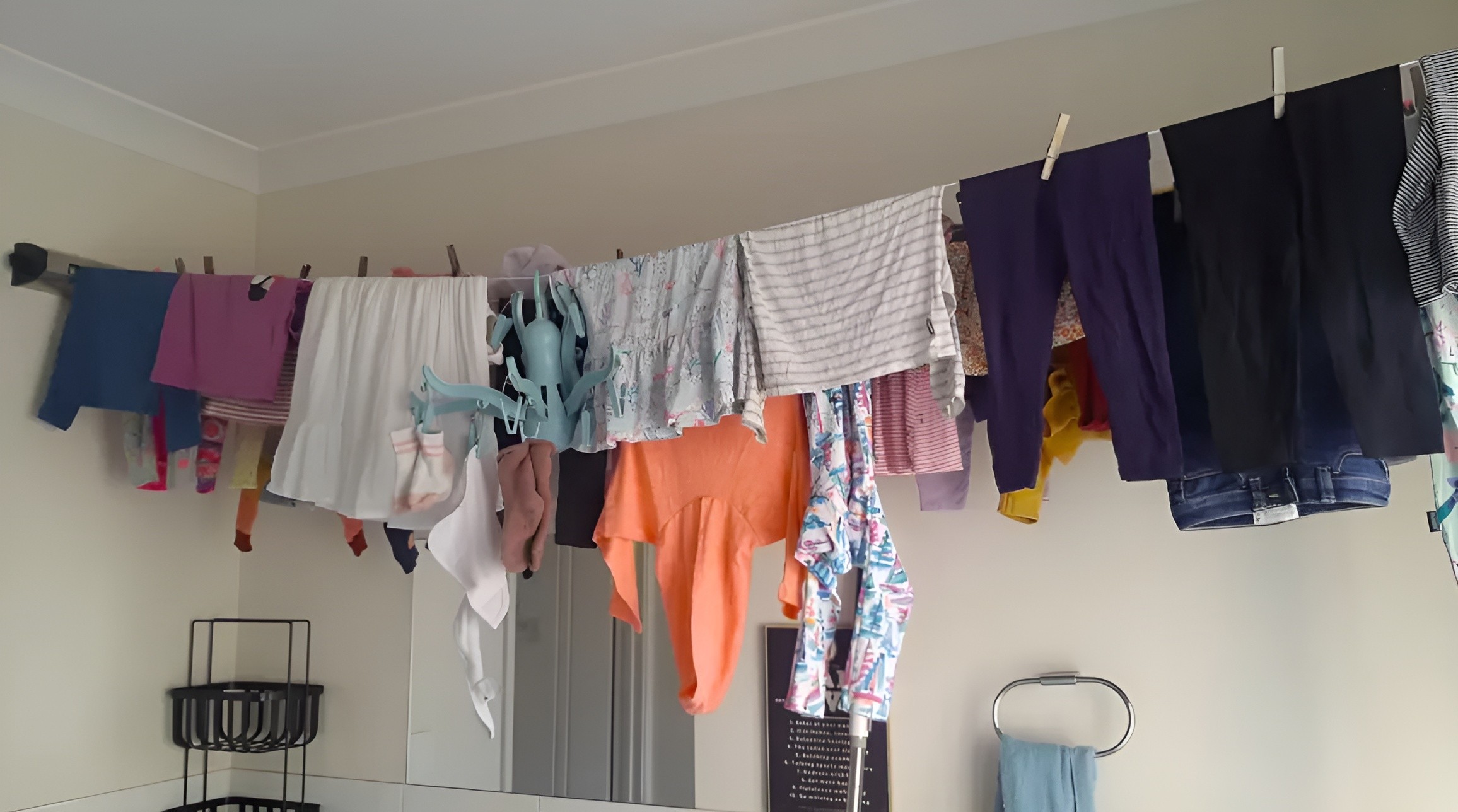 Wall to Wall Clothes Line Laundry Load Considerations