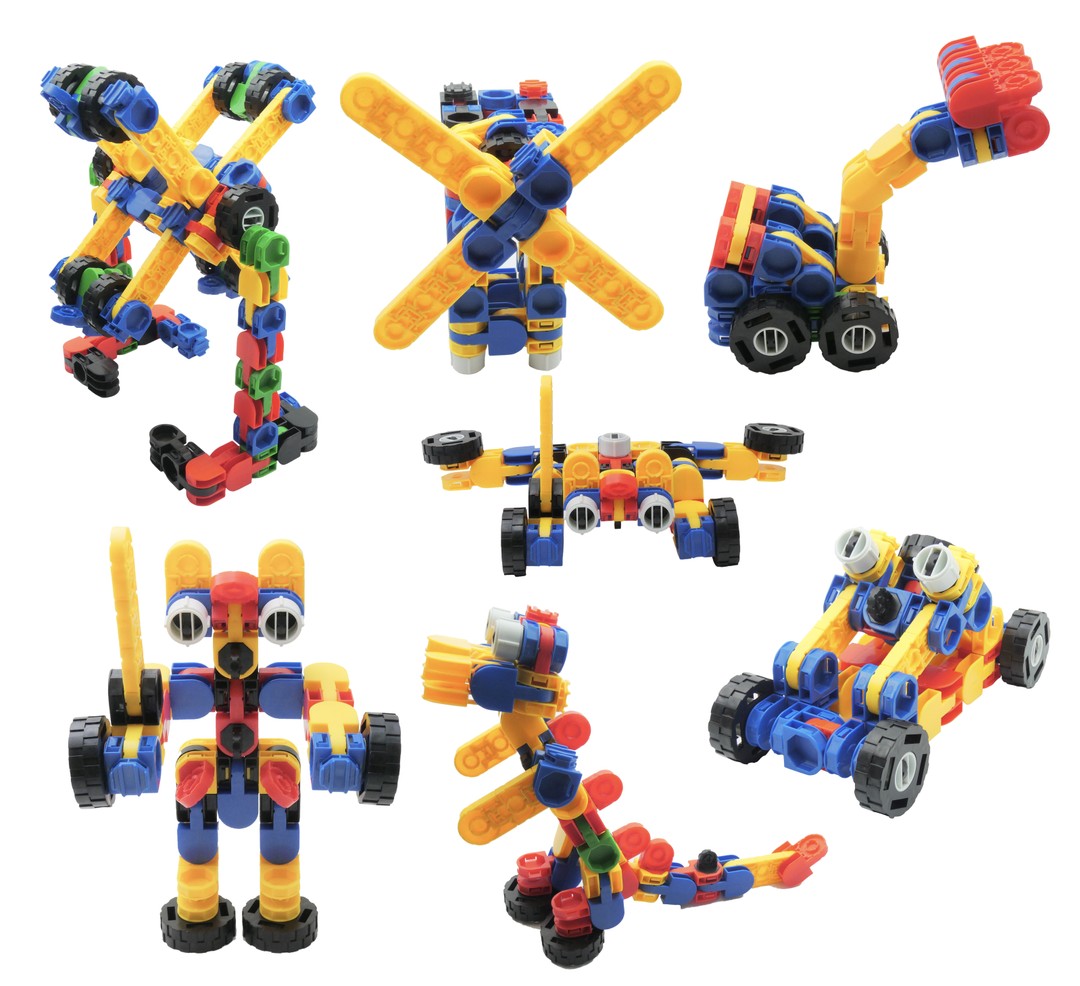 Best Birthday Toy Gifts for Kids Pakoo STEM Toys Kit 5 in 1 Motorized Educational Construction Engineering Building Blocks Toys Set for 6 7 8 9 10 Year Old Boys & Girls 