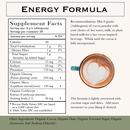 Energy cocoa formula Ingredients: total carbohydrate 7 grams, total sugars 1 gram, calcium 15mg, sodium 50mg, potassium 110mg, organic ginseng 250mg, organic maca 150mg, organic cordyceps 50mg. Otheringredients: organic cocoa, organic date, organic cocoa sugar, organic arrowroot, salt (sodium chloride).
