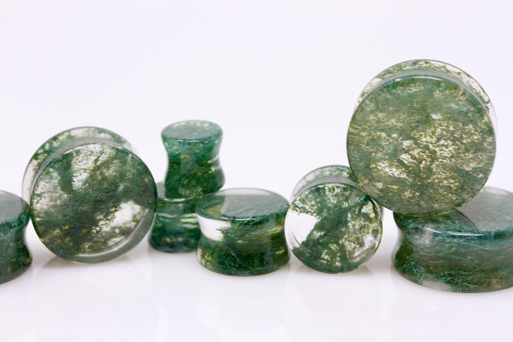 moss agate plugs