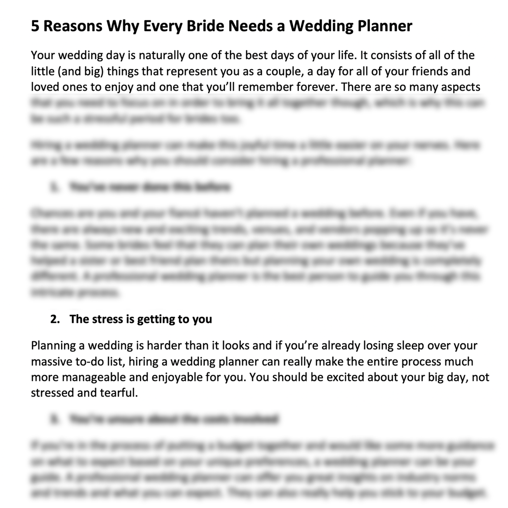 wedding pre written blog post