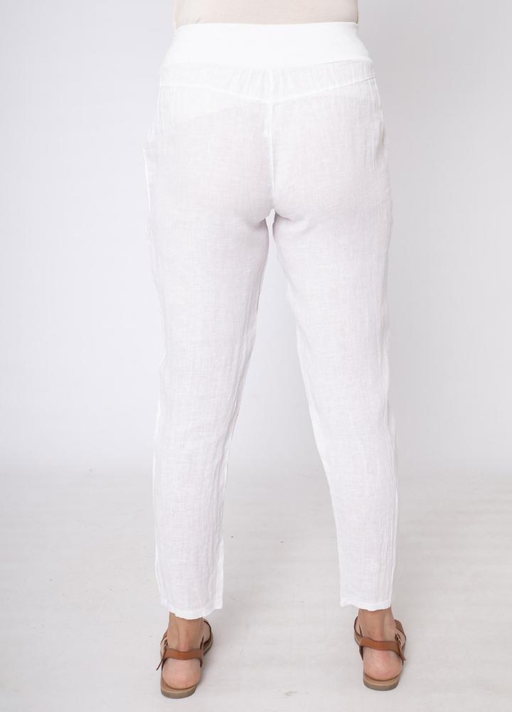 Stretch Waist Linen Trouser