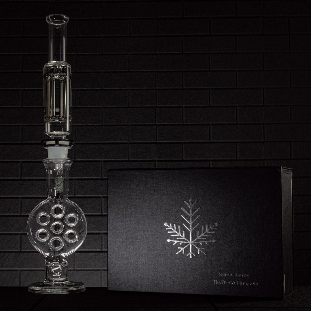 glass swiss perc bong and packaging