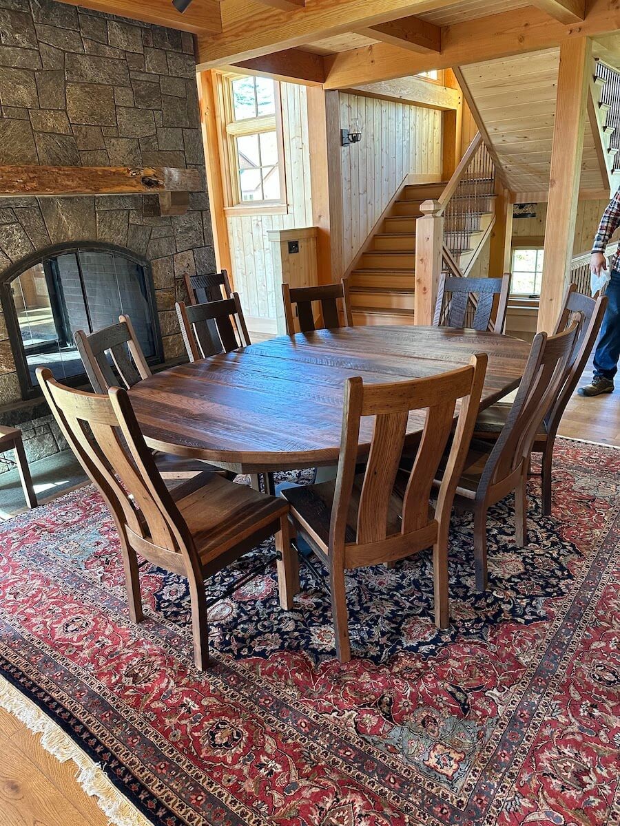 Granby round barnwood dining table