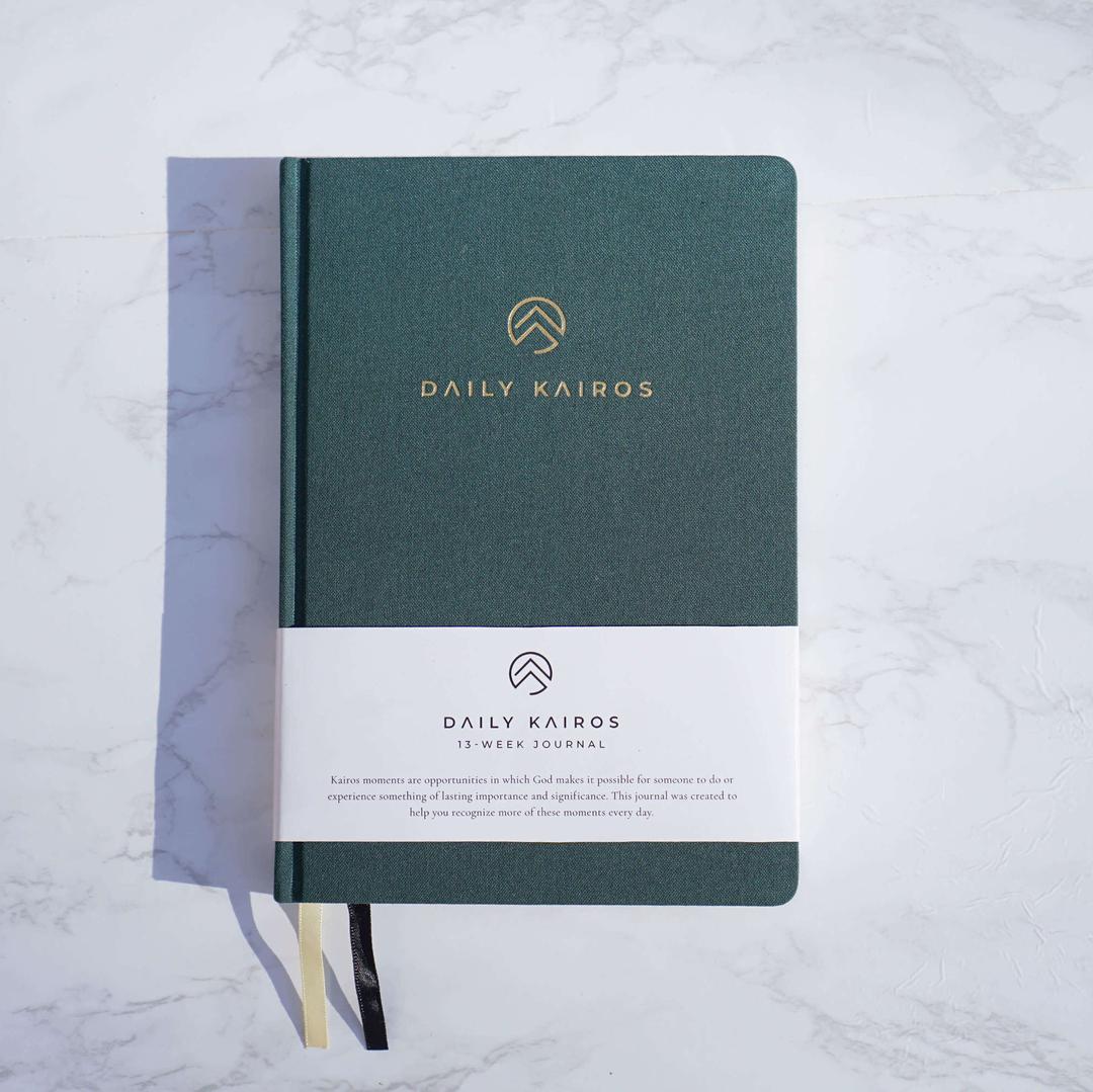 Green linen prayer journal Daily Kairos
