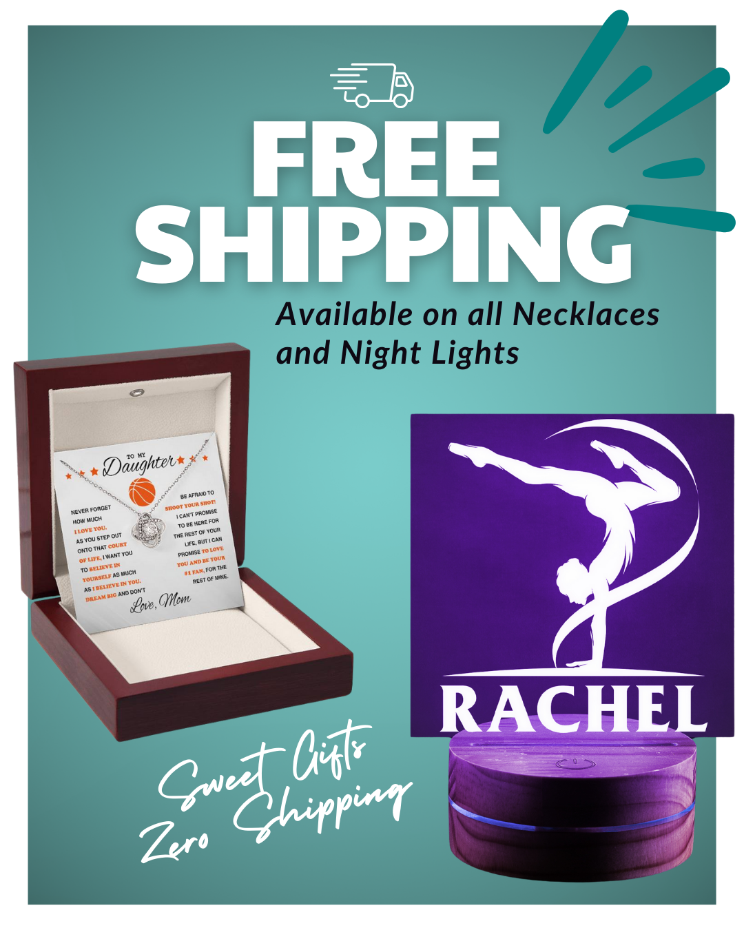 Free Shipping on Necklaces and Night Lights