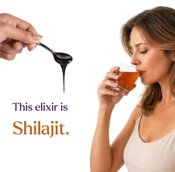 This elixir is Shilajit – a spoon of Shilajit resin and a jar