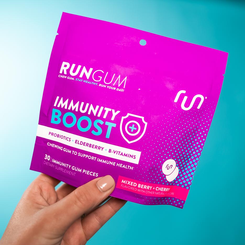 Run Gum Immunity Gum Probiotics, Elderberry, BVitamins